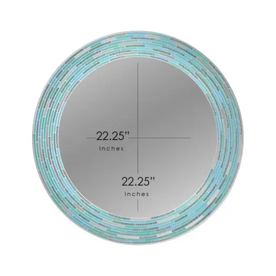 Head West Sea Glass 2 Tile Framed Round Wall Vanity Mirror - 30" x 30" {7}