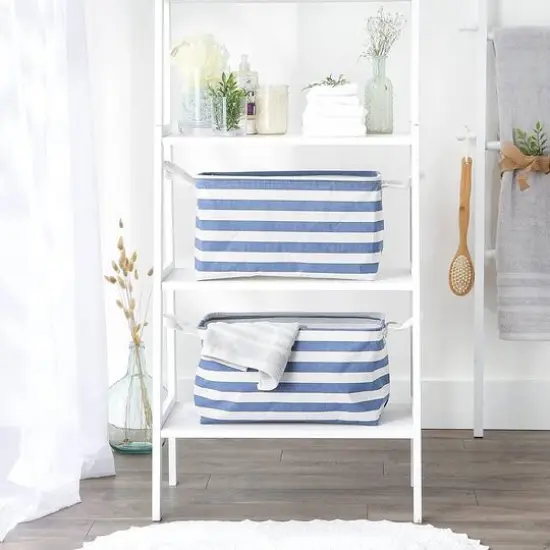 DII&reg; Striped Laundry Bins, 2ct. French Blue Stripe {4}