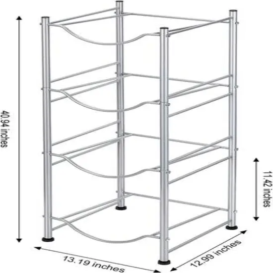 41" 5-Gallon Water Jug Holder Storage Rack Silver {4}