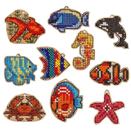 Wonderland Crafts Ocean Life Embroidery Wood Blanks Set {5}