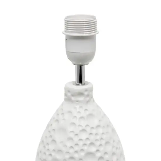 Simple Designs Textured Stucco Ceramic Oval Table Lamp White {7}