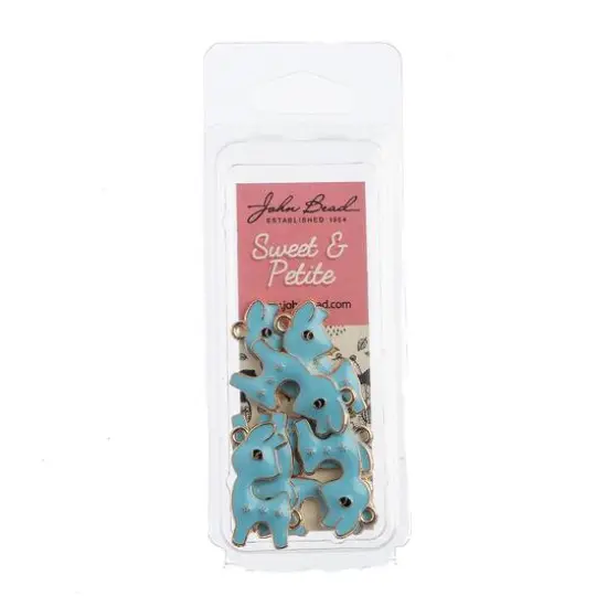 John Bead Sweet & Petite Deer Charms, 8ct. Light Blue {3}