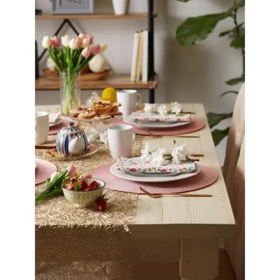 DII&reg; Round Plastic Woven Placemats, 6ct. Pink Sorbet {6}