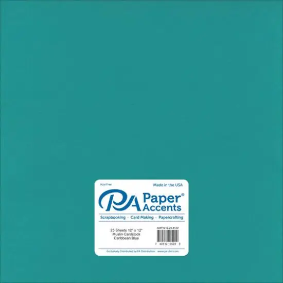 PA Paper&trade; Accents 12" x 12" Muslin 73lb. Cardstock, 25 Sheets Caribbean Blue {1}