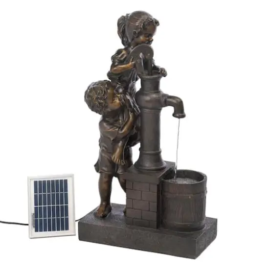 29" Bronze Teamwork Solar Fountain {1}