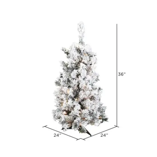3ft. Pre-Lit Flocked Alaskan Pine Artificial Christmas Tree, Clear Dura-Lit&reg; Lights {6}