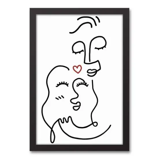 Drawn Love Faces Black Framed Canvas {1}