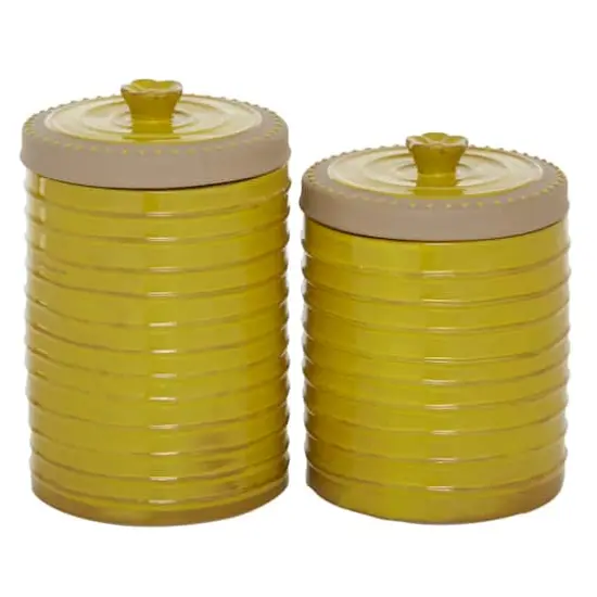 Yellow Ceramic Farmhouse Decorative Jar Set {1}