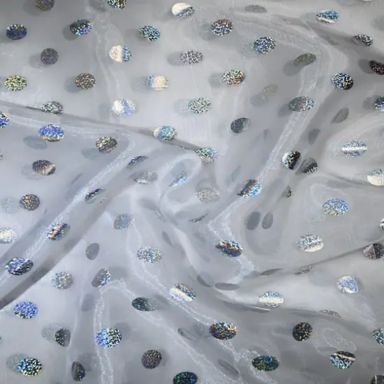 Feldman White with Silver Foil Polka Dots Organza {1}