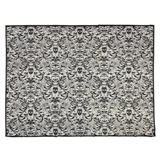 83.5" Black Skull Damask Lace Table Cover by Ashland&reg; {1}