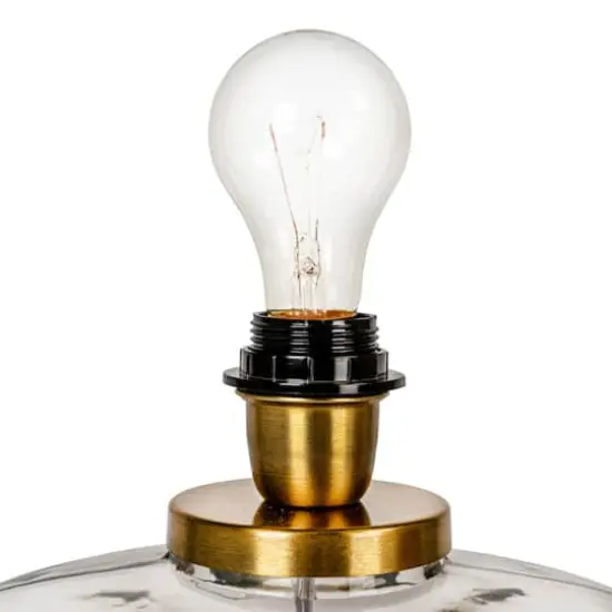 Hello Honey® 14" Modern Table Lamp with Glass Base & Mustard Yellow Velvet Shade {8}