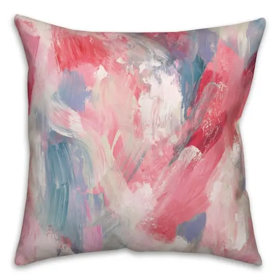 18" Abstract Painterly Pink Spun Poly Pillow {1}
