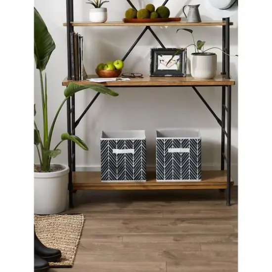 DII&reg; 11" Black Herringbone Storage Cube, 2ct. {9}