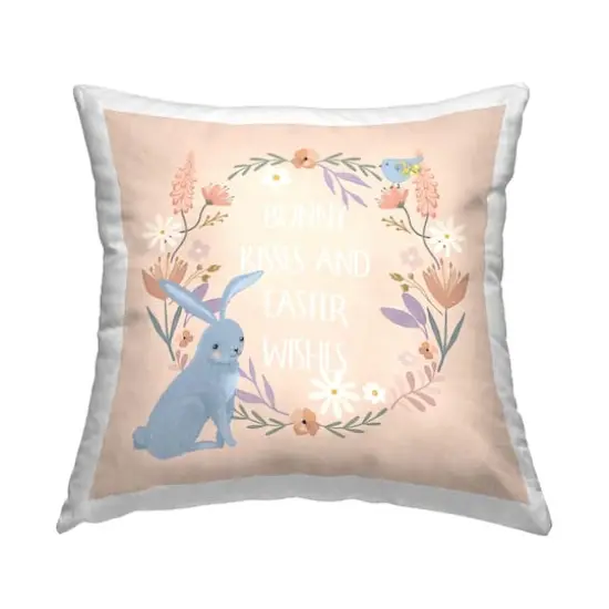 Stupell Industries Bunny Kisses Easter Wishes Decorative Printed Throw Pillow {1}
