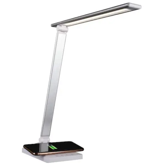 OttLite 22" White Entice LED Desk Lamp with Wireless Charging {1}