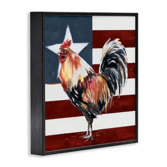 Stupell Industries Americana Rooster Single Star United States Flag Framed Giclee Art Black {4}