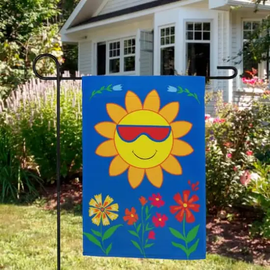 18" Smiling Sun Floral Garden Flag {4}