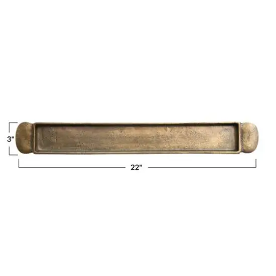 Hello Honey&reg; 22" Antique Gold Finish Vintage Decorative Narrow Aluminum Tray {8}
