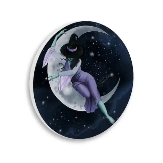 Stupell Industries Witch Resting Crescent Moon Wall Plaque Art {1}