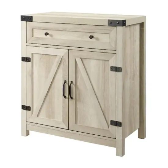 Walker Edison White Oak Farmhouse Barn Door Accent Cabinet {1}