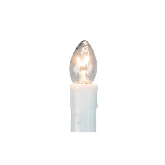 8" White C7 Candle Pathway Markers Christmas Lights With White Wire, 10ct. {4}
