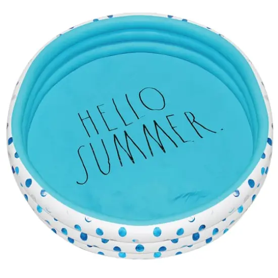 Rae Dunn 4ft. Hello Summer Aqua Polka Dots Mini Pool {1}