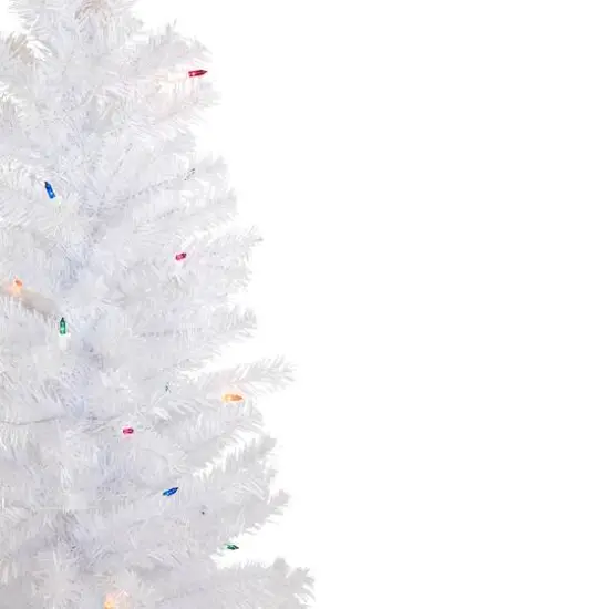 4ft. Pre-Lit Woodbury White Pine Artificial Christmas Tree, Multicolor Lights {5}