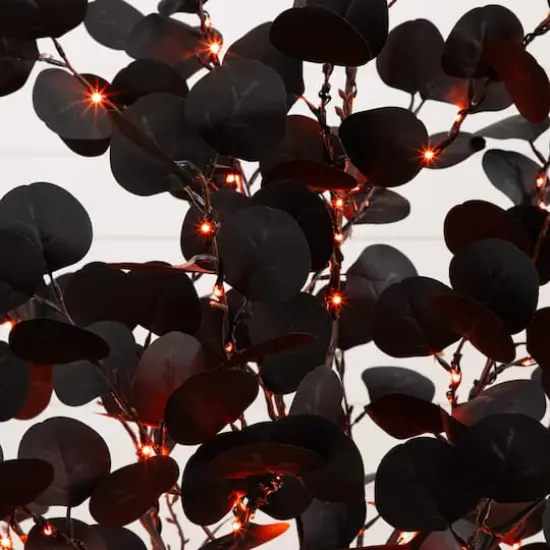 5ft. Pre-Lit Artificial Halloween Black Eucalyptus Tree with 220 Orange & Purple LED Lights {5}