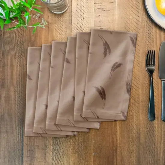 Feather Grass Cotton Twill Napkin Orange and Rust {4}