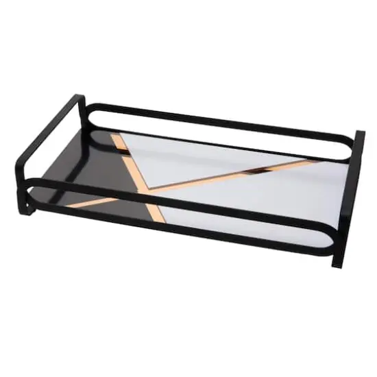 Home Details 14" Matte Black Color Block Vanity Tray {1}