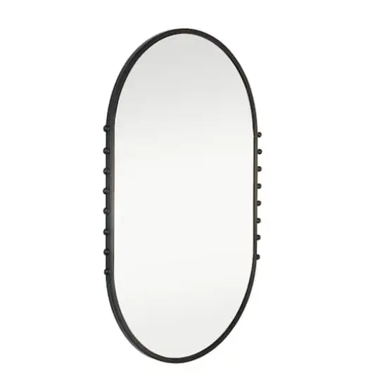 Hello Honey&reg; 35.5" Matte Black Metal Framed Oval Wall Mirror with Balls {5}
