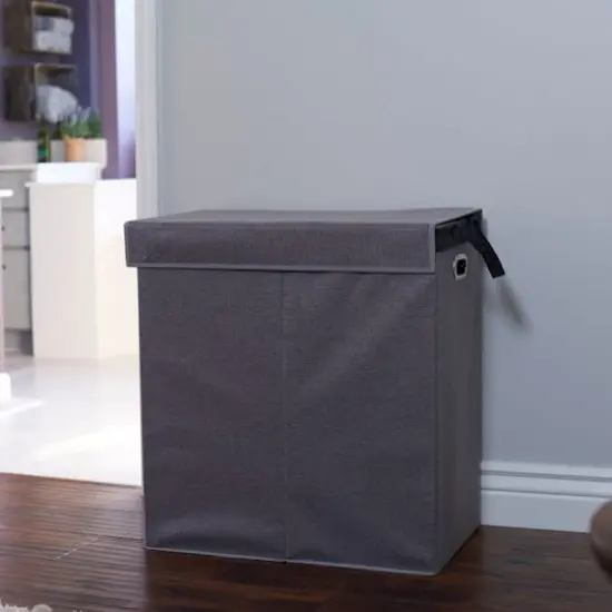 Household Essentials Collapsible Laundry Sorter with Lid Gray {5}
