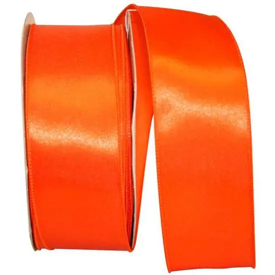 JAM Paper 2.5" x 50yd. Wired Satin Ribbon Orange {1}
