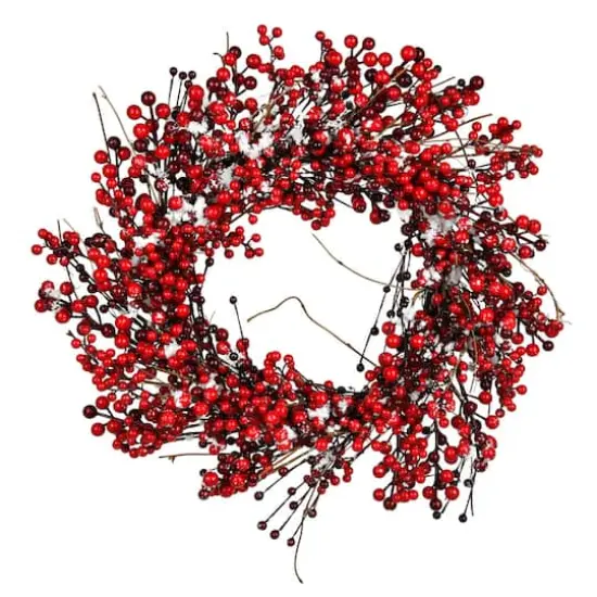 24" Red Snow Berry Wreath {1}