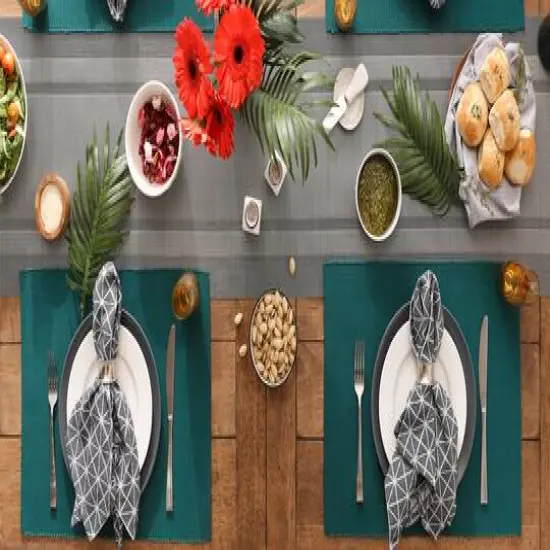 DII&reg; Ribbed Cotton Placemats, 6ct. Teal {7}