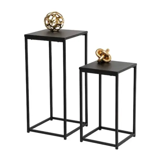 Honey Can Do Square Black Side Tables Set {1}