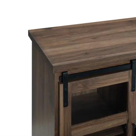 Walker Edison 32" Dark Walnut Sliding Glass Door Modern Accent Cabinet {5}