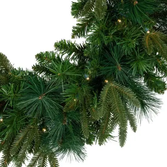 2.5ft. Pre-Lit Mixed Rosemary Emerald Angel Pine Artificial Christmas Wreath {7}