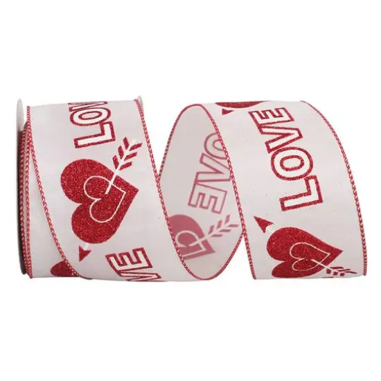 Reliant 2.5" x 20yd. Love Heart Glitter Wired Ribbon {1}