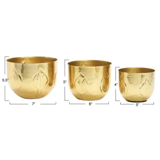Hello Honey&reg; Antique Gold Debossed Metal Planter Set {10}