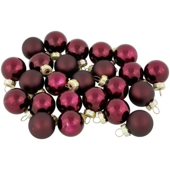 24ct. 1" Shiny & Matte Red Glass Ball Ornaments  {7}