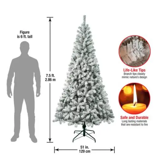7.5 ft. Unlit Acacia Flocked Artificial Christmas Tree {5}