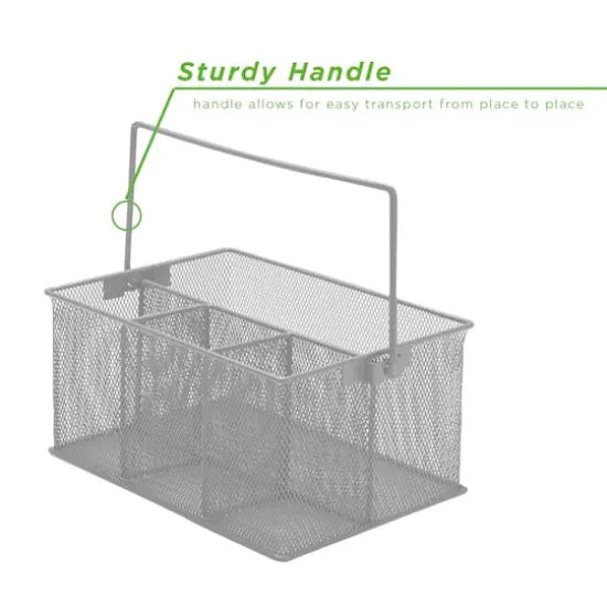 Mind Reader Metal Mesh Storage Basket with Handle Gray {7}