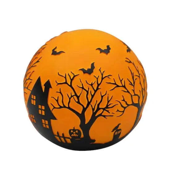 6.75" Orange & Black Haunted House Ball LED Tabletop D&eacute;cor by Ashland&reg; {1}