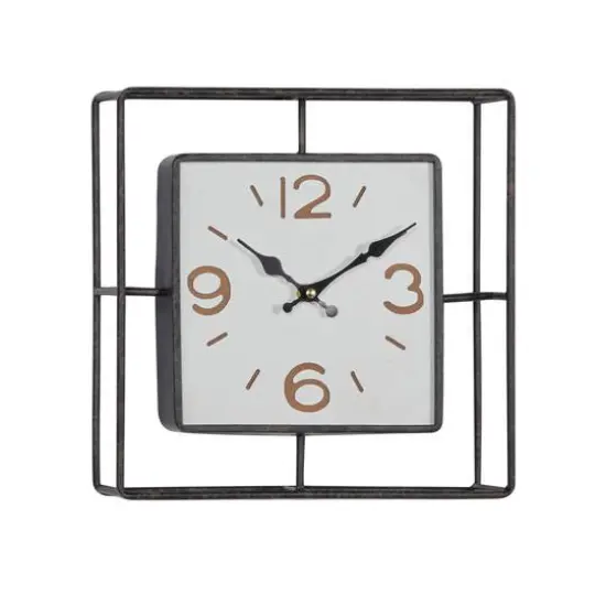 Black Contemporary Metal Wall Clock, 12" x 12" {1}