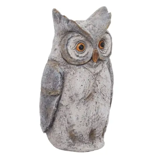 17" Gray Stone Country Owl Garden Sculpture {1}