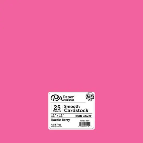 PA Paper™ Accents 12" x 12" 65lb. Smooth Cardstock, 25 Sheets Fuchsia {2}
