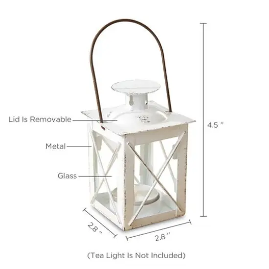 Kate Aspen&reg; Luminous Distressed White Lantern Tea Light Holder, 4ct. {6}