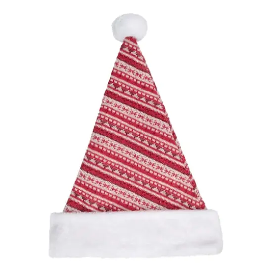 17" Red & White Nordic Striped Santa Hat with Pom Pom {1}