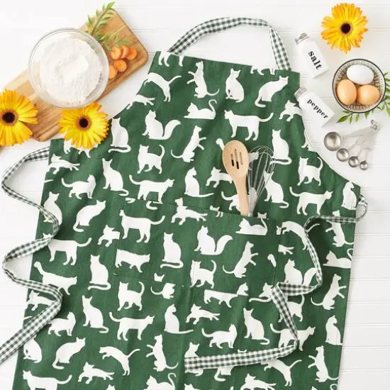 DII&reg; Cat Print Chef Apron Hunter Green {6}